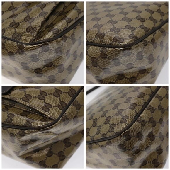 GUCCI GG Crystal Shoulder Bag Coated Canvas Outlet Brown Gold - Picture 15 of 15